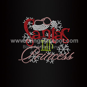 Santas Princess Rhinestone Transfers Iron Ons